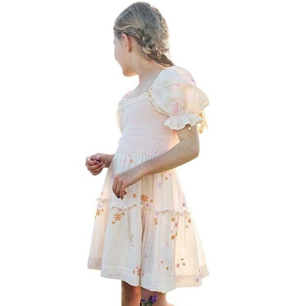 GHANDA 1984 Georgia Dress Daisy‎ Embroidered Puff Sleeve cottagecore Girls 9-10